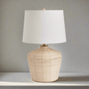 Rattan Table Lamp with Curved Base and White Shade