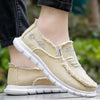 Raw Edge Round Toe Embroidery Flat Slip-Ons - Khaki / 39