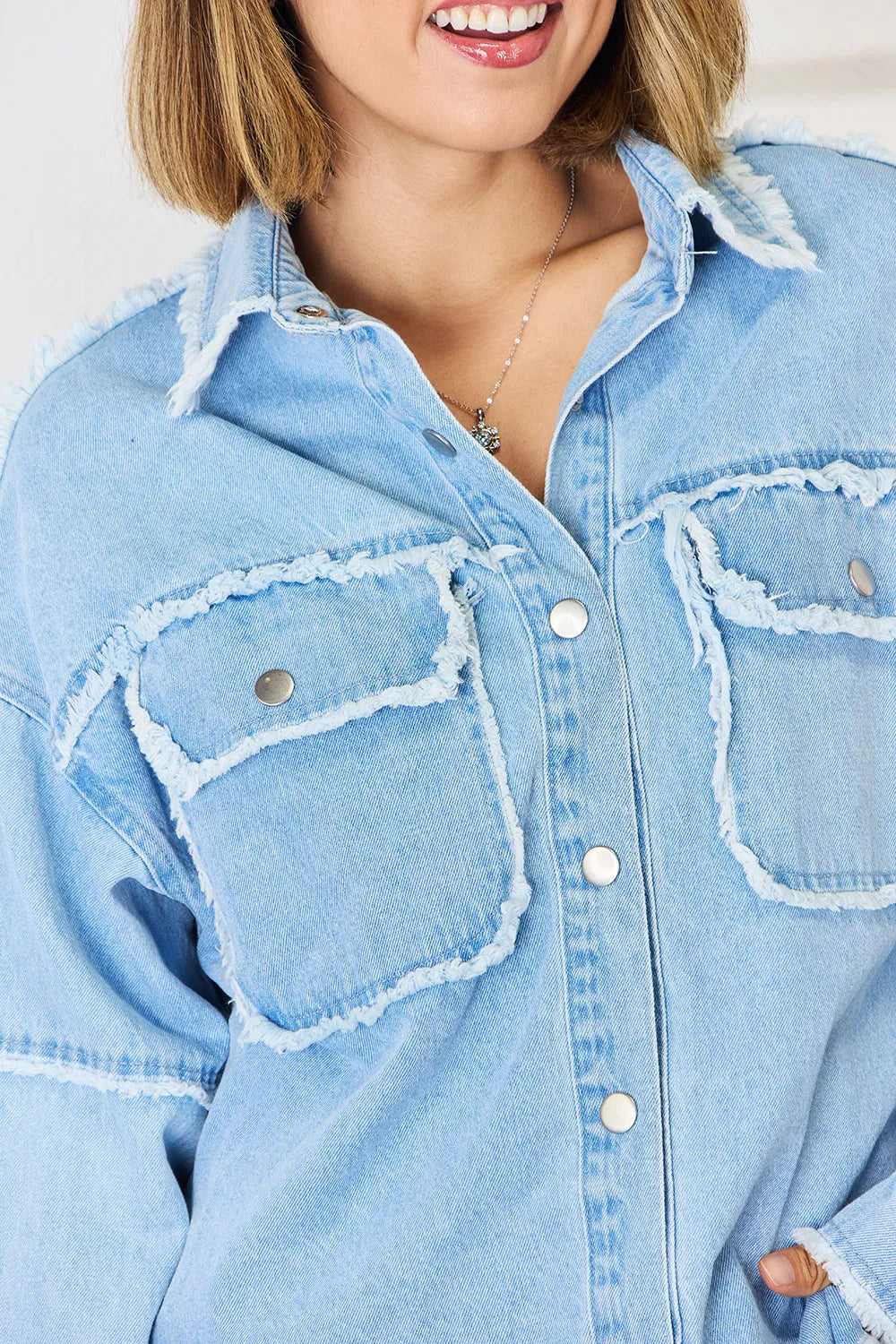Raw Hem Dropped Shoulder Denim Top