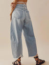 Raw Hem Wide Leg Jeans with Pockets - Light / L