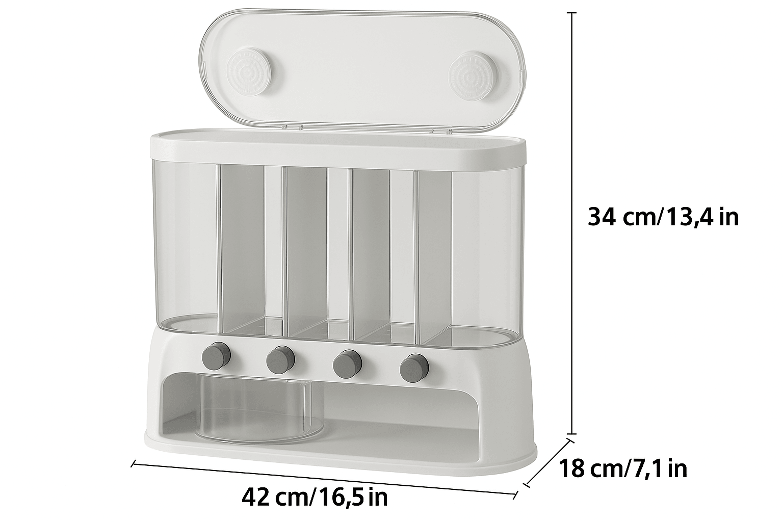 5 Compartment Grain Storage Container Airtight Rice Dispenser Bin