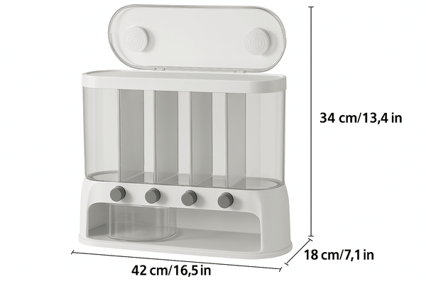 5 Compartment Grain Storage Container Airtight Rice Dispenser Bin