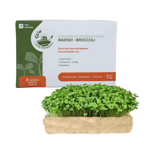Jute Gardens Microgreen Growing Kit – Broccoli & Radish Seeds, Eco-Friendly Indoor Gardening Set
