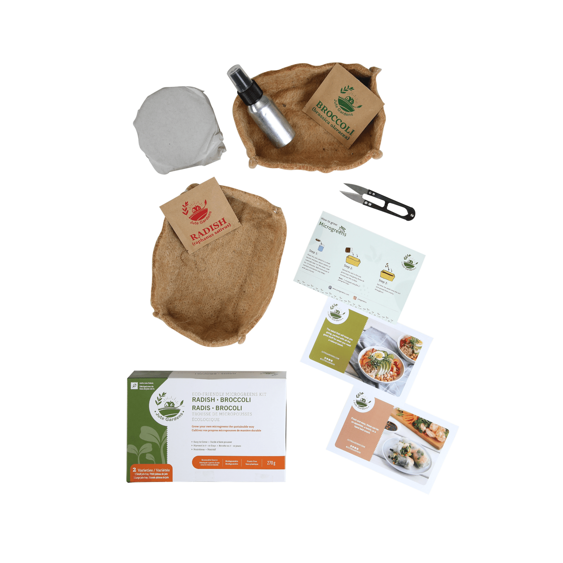 Jute Gardens Microgreen Growing Kit – Broccoli & Radish Seeds, Eco-Friendly Indoor Gardening Set