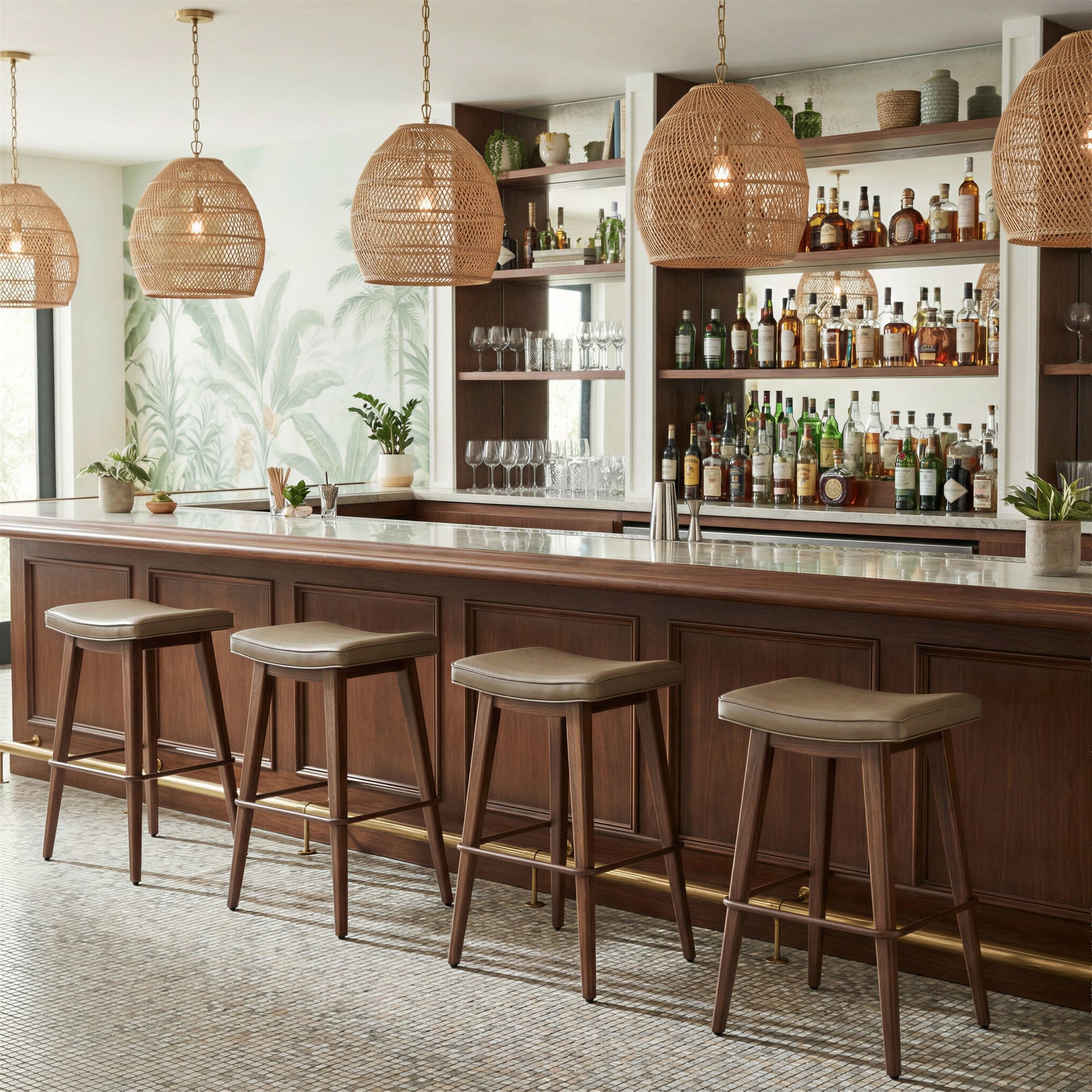 Divat Barstool (Set of 2) Taupe & Walnut