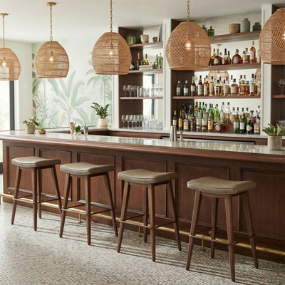 Divat Barstool (Set of 2) Taupe & Walnut