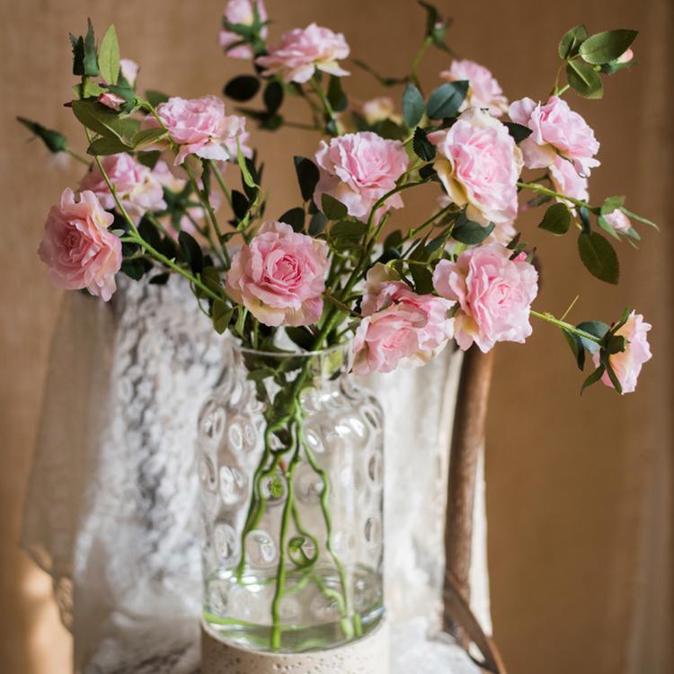 Faux Silk Real Touch Blooming Rose Stem in Pink 25