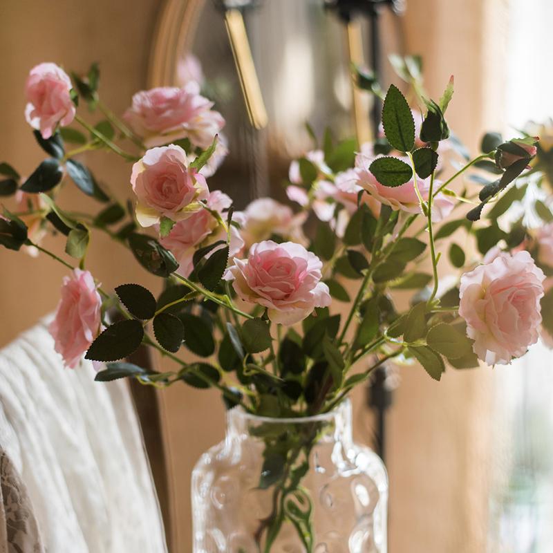 Faux Silk Real Touch Blooming Rose Stem in Pink 25