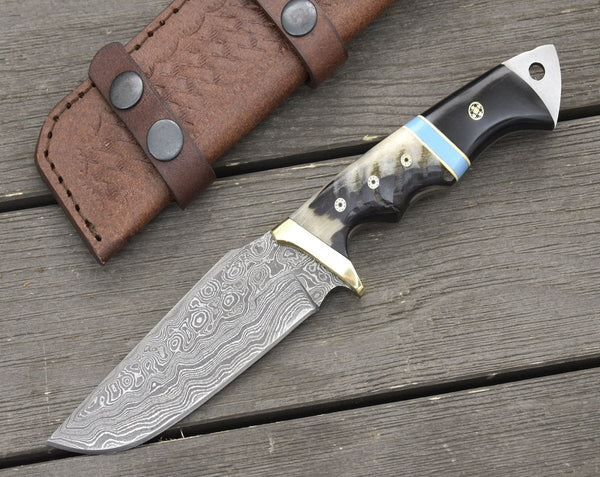 Reaver Hunting Knife with Ram Horn & Turquoise Handle