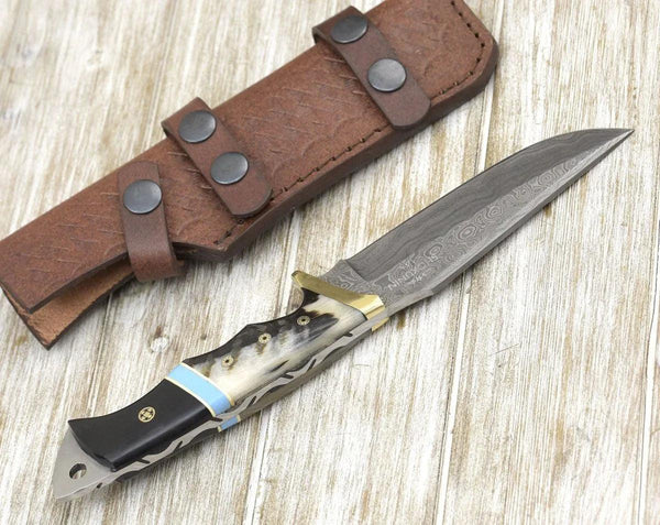 Reaver Hunting Knife with Ram Horn & Turquoise Handle - Gifts for You 'n Me