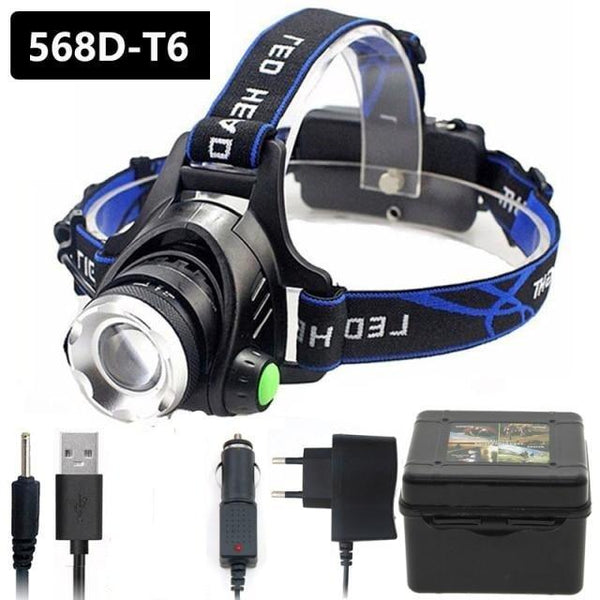Rechargeable Adjustable 10000LM Led Headlamp Micro USB Charger Flashlight Head Lamp Portable Light Torch Flashlight For Night Work Camping Hiking  Walking