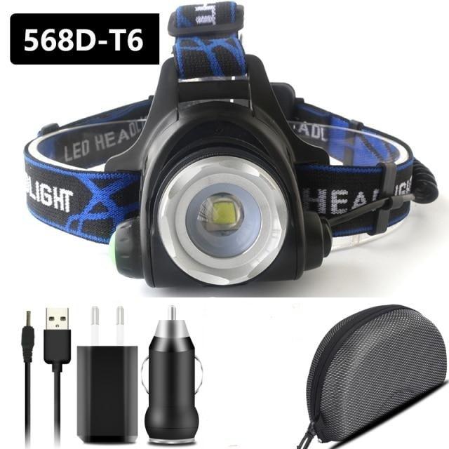 Rechargeable Adjustable 10000LM Led Headlamp Micro USB Charger Flashlight Head Lamp Portable Light Torch Flashlight For Night Work Camping Hiking  Walking