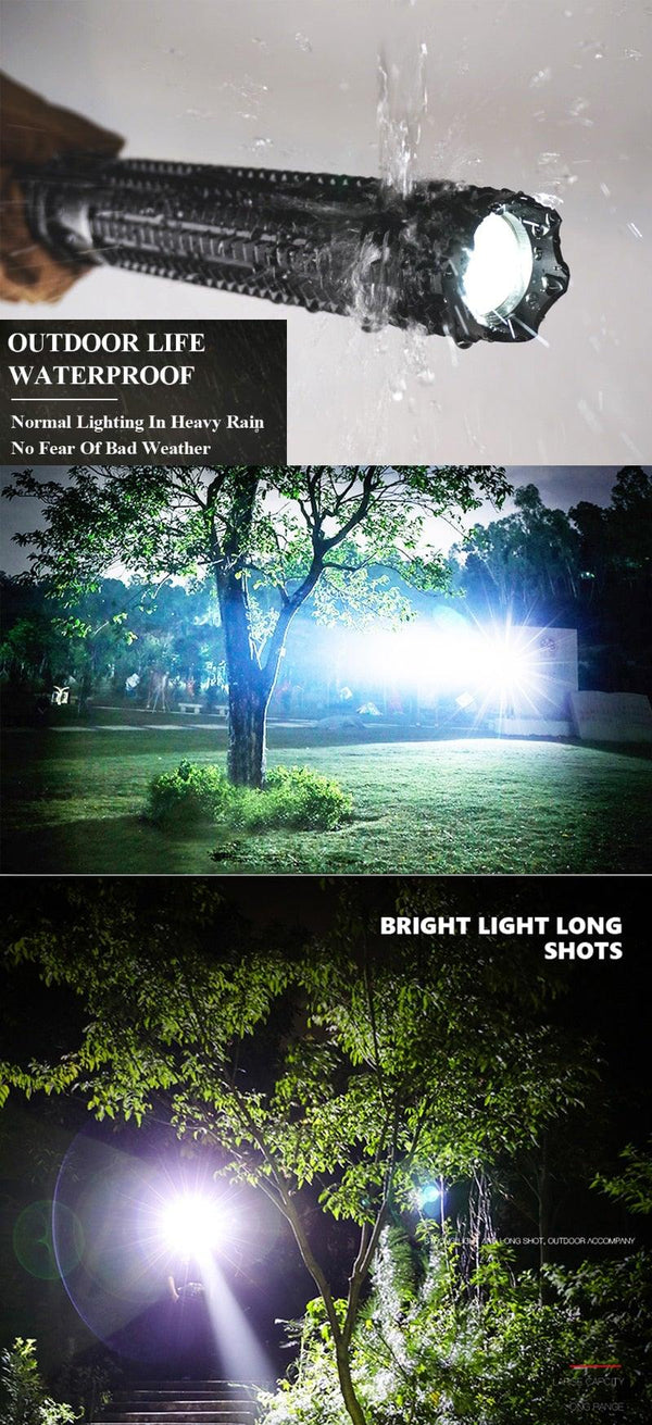 Rechargeable Adjustable LED Flashlights High Lumen Super Bright Handheld Waterproof Zoomable Portable Flashlight For Outdoor Baseball Bat Hiking CampingSelf Defense
