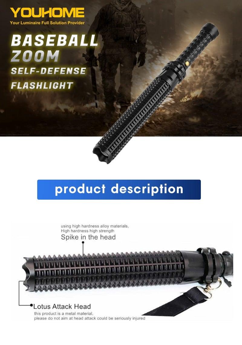 Rechargeable Adjustable LED Flashlights High Lumen Super Bright Handheld Waterproof Zoomable Portable Flashlight For Outdoor Baseball Bat Hiking CampingSelf Defense