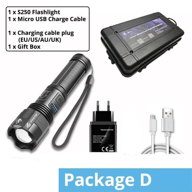 Rechargeable Adjustable Led Flashlights With High Lumen With Battery Display Super Bright Waterproof Flashlight  5 Lighting Modes For Adventure Hiking Camping Hunting New Design