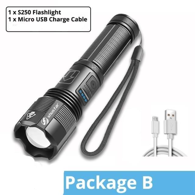 Rechargeable Adjustable Led Flashlights With High Lumen With Battery Display Super Bright Waterproof Flashlight  5 Lighting Modes For Adventure Hiking Camping Hunting New Design