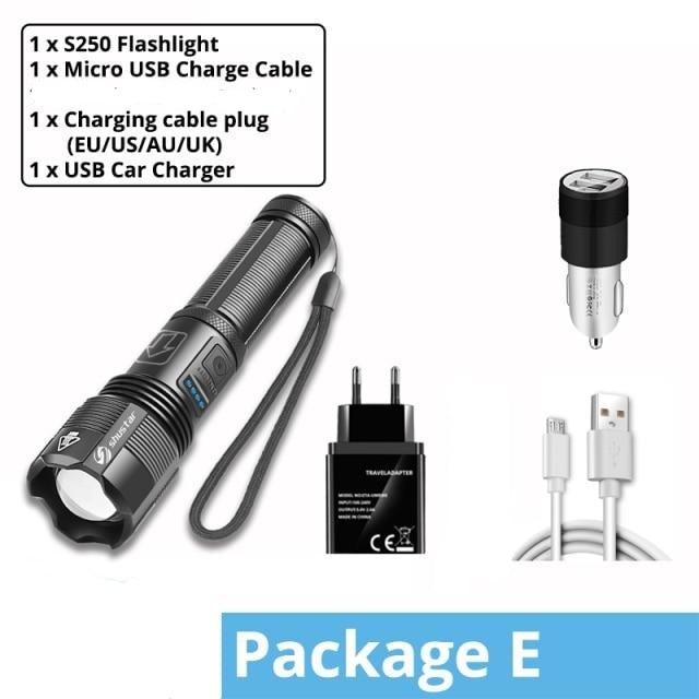 Rechargeable Adjustable Led Flashlights With High Lumen With Battery Display Super Bright Waterproof Flashlight  5 Lighting Modes For Adventure Hiking Camping Hunting New Design