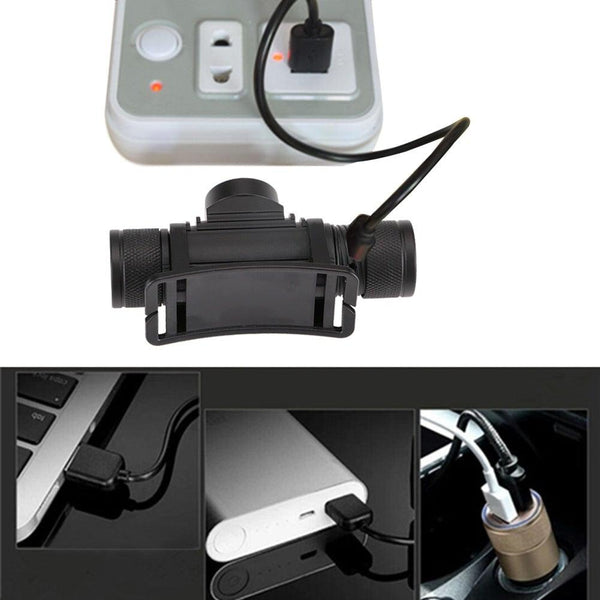 Rechargeable  Adjustable LED Power Headlamp USB Flashlight Waterproof  Headlight Torch  Light Work Lamp  For Outdoors Camping Running  Survival Hiking
