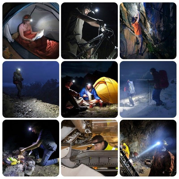 Rechargeable Adjustable  LED USB Headlight Powerfull Elastic High Lumens Headband Headlamp Motion Sensor Flashlight For Adults Kids Running Camping Hiking Camping