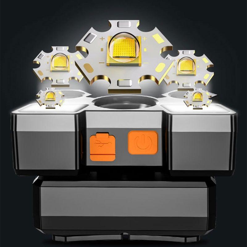 Rechargeable Adjustable  USB 5LED Headlamp with High Lumen Handsfree Waterproof Portable Ability Focusing Ring Headlight Flashlight  Torchlight For Outdoor  Camping Hiking Running Headlight