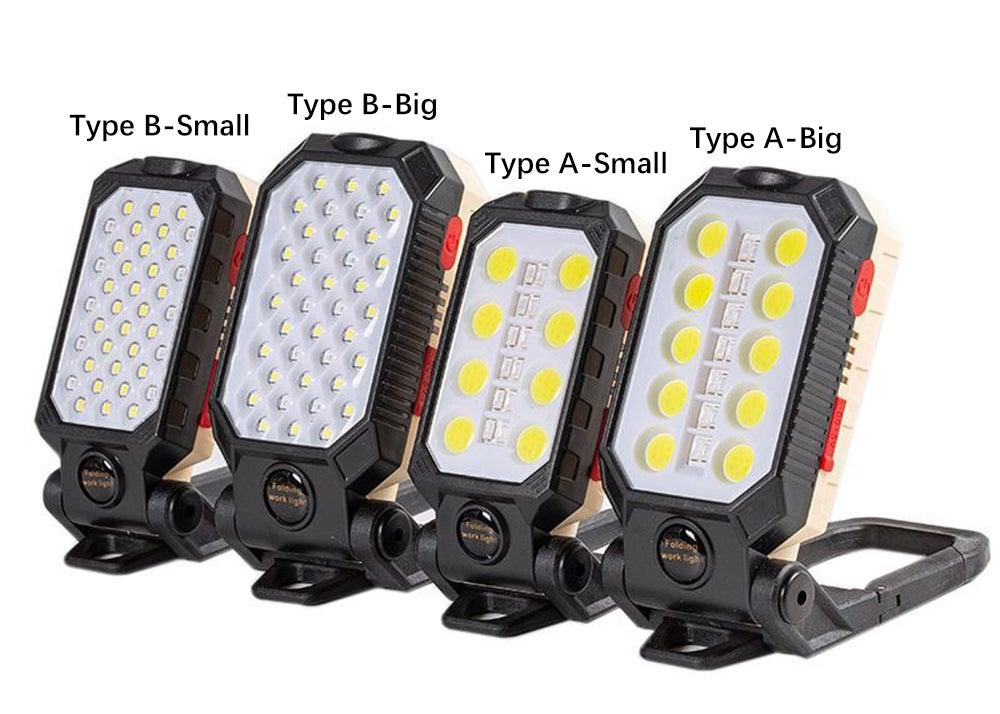 Rechargeable Adjustable USB LED Portable Charger Battery High Capacity with Digital Display LCD Screen Waterproof Flashlight COB Work Light For Repairing Outdoor Camping