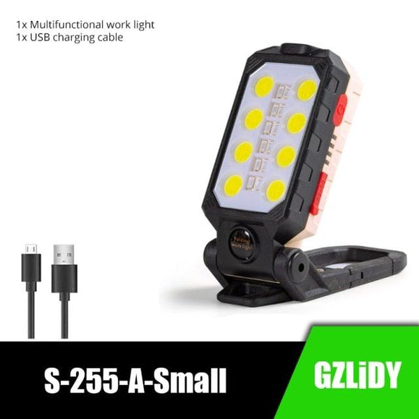 Rechargeable Adjustable USB LED Portable Charger Battery High Capacity with Digital Display LCD Screen Waterproof Flashlight COB Work Light For Repairing Outdoor Camping