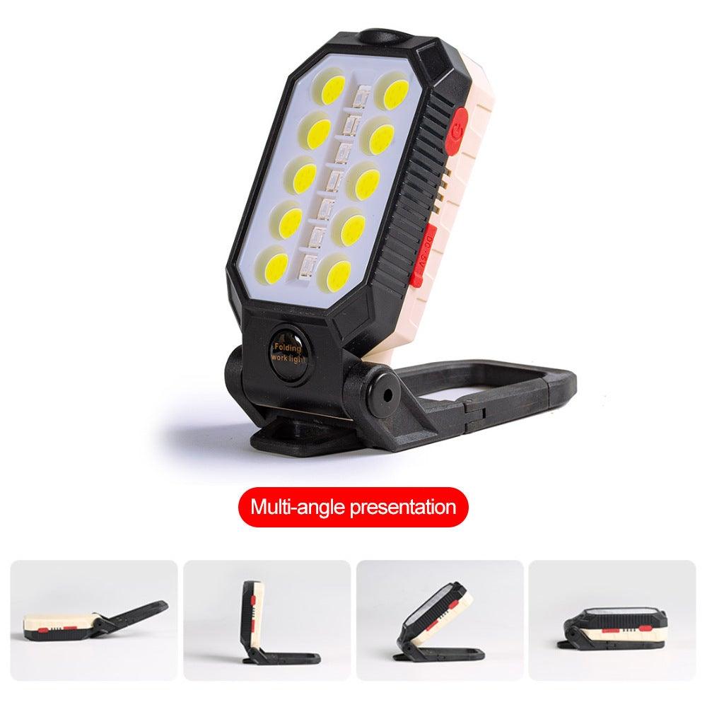 Rechargeable Adjustable USB LED Portable Charger Battery High Capacity with Digital Display LCD Screen Waterproof Flashlight COB Work Light For Repairing Outdoor Camping