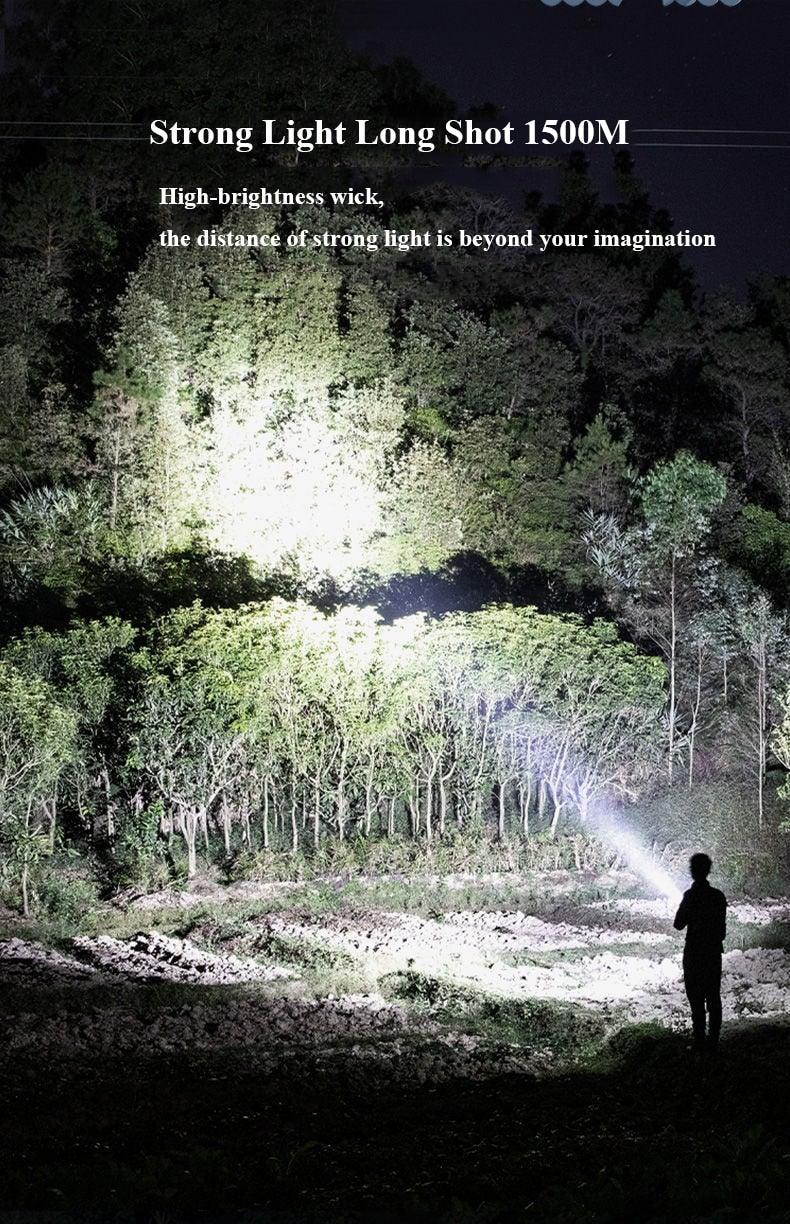 Rechargeable Handheld Flashlights Waterproof  3 Switch Mode Powerful High Lumens Spotlight Fashlight High Power Portable LED Waterproof Outdoor Long Lasting Spot Light Flashlight For Home & Outdoor Use