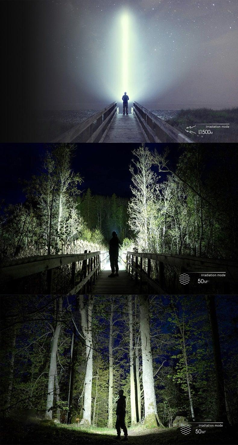 Rechargeable Handheld Flashlights Waterproof  3 Switch Mode Powerful High Lumens Spotlight Fashlight High Power Portable LED Waterproof Outdoor Long Lasting Spot Light Flashlight For Home & Outdoor Use