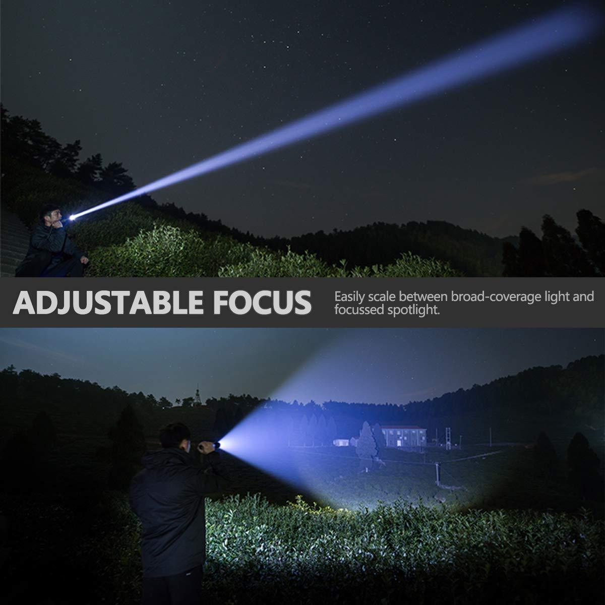 Rechargeable LED Flashlight High Lumen USB Ultra Bright Adjustable Powerful Zoomable Flashlight Water Resistant For  Daily Household and Outdoor Camping Hiking Riding Running