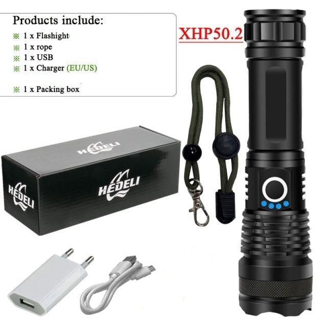 Rechargeable LED Flashlights High Lumens Waterproof Zoomable Super Bright Tactical Flashlight Powerful  USB LED CREE Flashlight  Hand Lamp For Hiking Camping Household Outdoor Sport