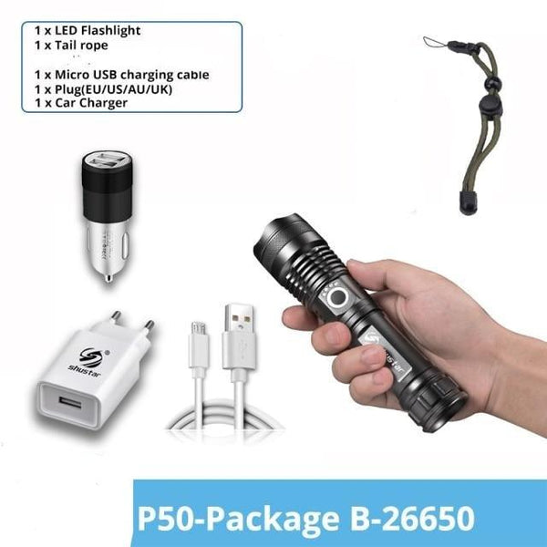 Rechargeable LED Flashlights Waterproof Hnadheld Super Bright High Lumens  Zoomable Powerful Lamp Bead Flashlight Torch For Outdoor & Indoor Camping Running Fishing Hiking Lamp