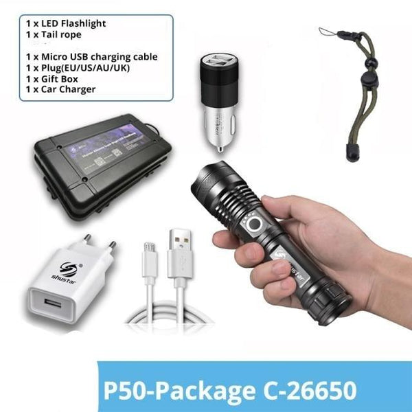 Rechargeable LED Flashlights Waterproof Hnadheld Super Bright High Lumens  Zoomable Powerful Lamp Bead Flashlight Torch For Outdoor & Indoor Camping Running Fishing Hiking Lamp