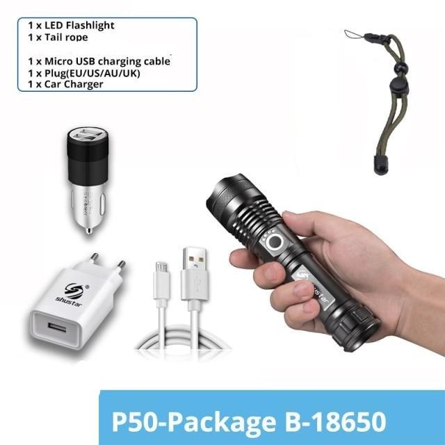 Rechargeable LED Flashlights Waterproof Hnadheld Super Bright High Lumens  Zoomable Powerful Lamp Bead Flashlight Torch For Outdoor & Indoor Camping Running Fishing Hiking Lamp