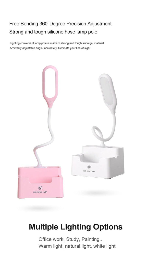 Rechargeable Led Table Lamp With Fan Touch Dimmable Desk Lamp Eye protection Reading Light For Kid With Phone Hoder Pen Holder Decorative Table Lamp Cute Study Lamps for Bedroom Décor