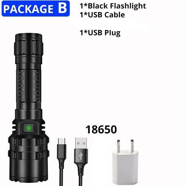 Rechargeable  LED Tactical Flashlights Waterproof Powerful High Lumen Super  Bright Power LED Aluminum Flashlight For Hiking Outdoor Camping Fishing Jogging Running HouseholdPowerful Light