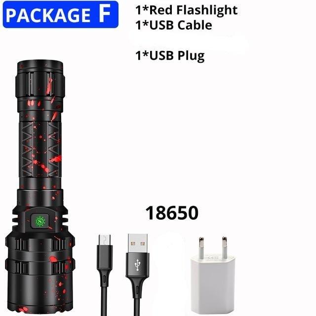 Rechargeable  LED Tactical Flashlights Waterproof Powerful High Lumen Super  Bright Power LED Aluminum Flashlight For Hiking Outdoor Camping Fishing Jogging Running HouseholdPowerful Light