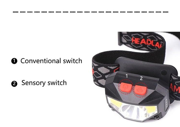 Rechargeable Powerful USB LED High Lumen Headlamp Ultra-Light Bright Headlight Waterproof Sensor Head Light  For Outdoors Camping Running Hiking Biking Fishing