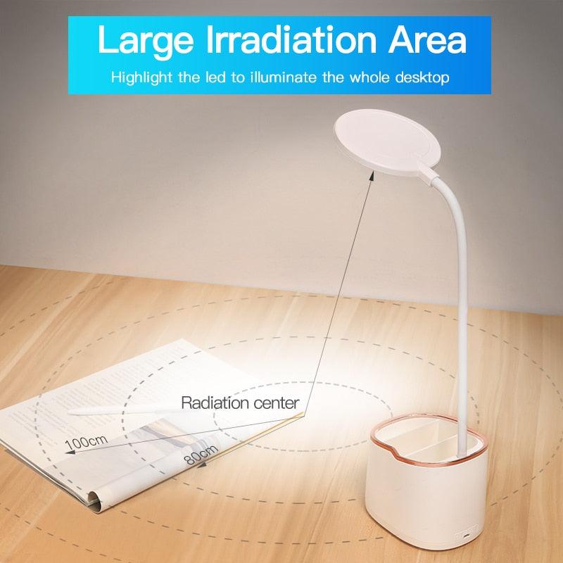 Rechargeable Table Lamp Storage Pen Holder Lamps Table 18 PCS LED Touch Table Lamp USB Hose Phone Stand Student Desk Lamp Decorative Table Lamp Cute Study Lamps for Bedroom Décor