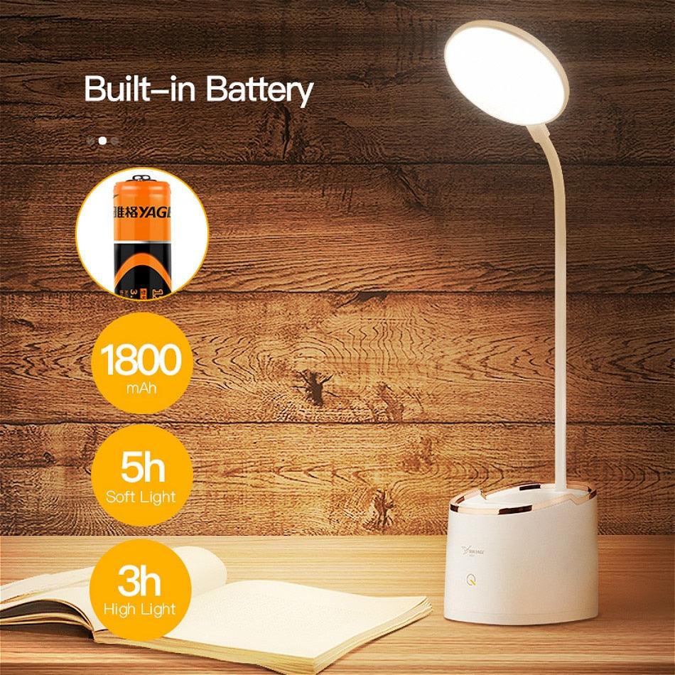 Rechargeable Table Lamp Storage Pen Holder Lamps Table 18 PCS LED Touch Table Lamp USB Hose Phone Stand Student Desk Lamp Decorative Table Lamp Cute Study Lamps for Bedroom Décor