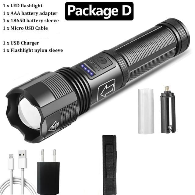 Rechargeable Tactical Flashlight USB LED High Quality Zoomable Torchlight High Lumen Super Bright Flashlight Waterproof Flashlight For Outdoor  Best Camping Hiking Riding Flashlight