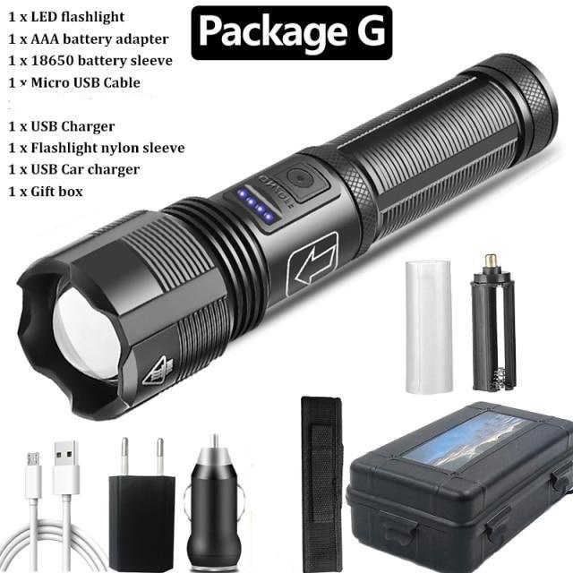 Rechargeable Tactical Flashlight USB LED High Quality Zoomable Torchlight High Lumen Super Bright Flashlight Waterproof Flashlight For Outdoor  Best Camping Hiking Riding Flashlight