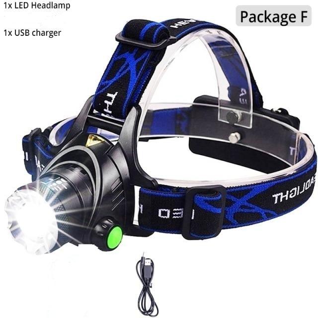 Rechargeable Ultra-bright High Lumen LED Headlamp Hands-Free USB Zoomable Headlight Waterproof  Super Bright Head Lights For Fishing Camping Hiking Riding JoggingTorch Flashlight