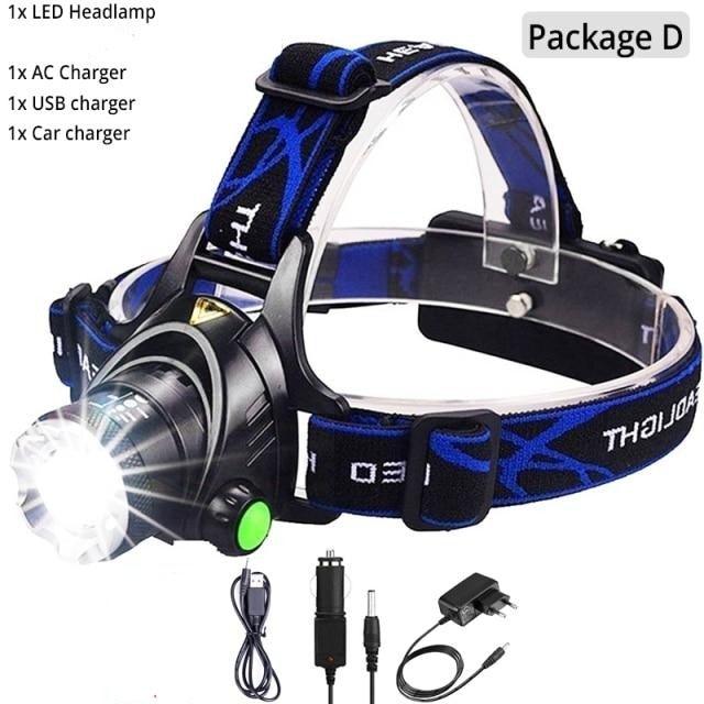 Rechargeable Ultra-bright High Lumen LED Headlamp Hands-Free USB Zoomable Headlight Waterproof  Super Bright Head Lights For Fishing Camping Hiking Riding JoggingTorch Flashlight