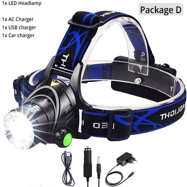 Rechargeable Ultra-bright High Lumen LED Headlamp Hands-Free USB Zoomable Headlight Waterproof  Super Bright Head Lights For Fishing Camping Hiking Riding JoggingTorch Flashlight