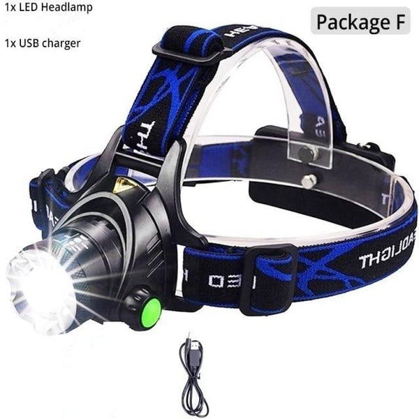 Rechargeable Ultra-bright High Lumen LED Headlamp Hands-Free USB Zoomable Headlight Waterproof  Super Bright Head Lights For Fishing Camping Hiking Riding JoggingTorch Flashlight