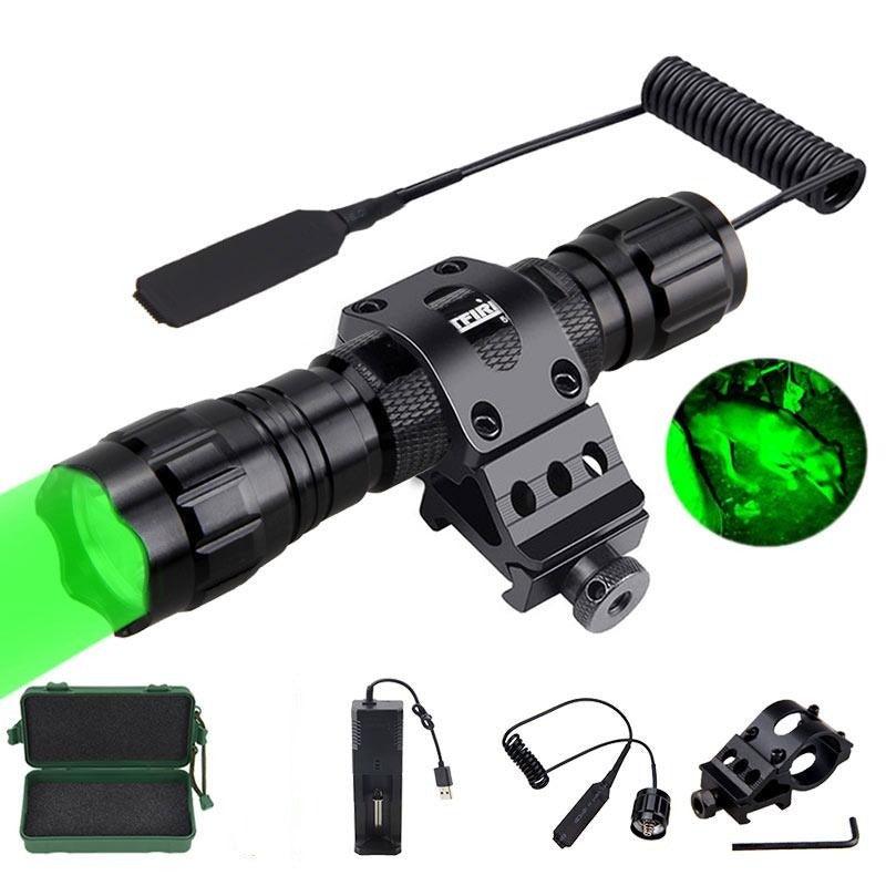Rechargeable USB Charger High Lumen LED  Light Tactical Flashlight With Rail Mount Led Light White Tactical  Flashlight Pressure Switch For Long Distance Night Hunting