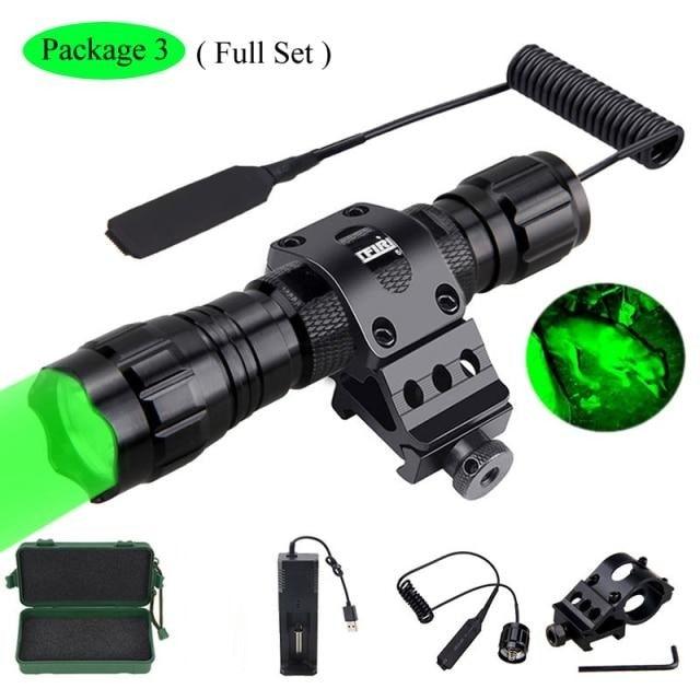 Rechargeable USB Charger High Lumen LED  Light Tactical Flashlight With Rail Mount Led Light White Tactical  Flashlight Pressure Switch For Long Distance Night Hunting