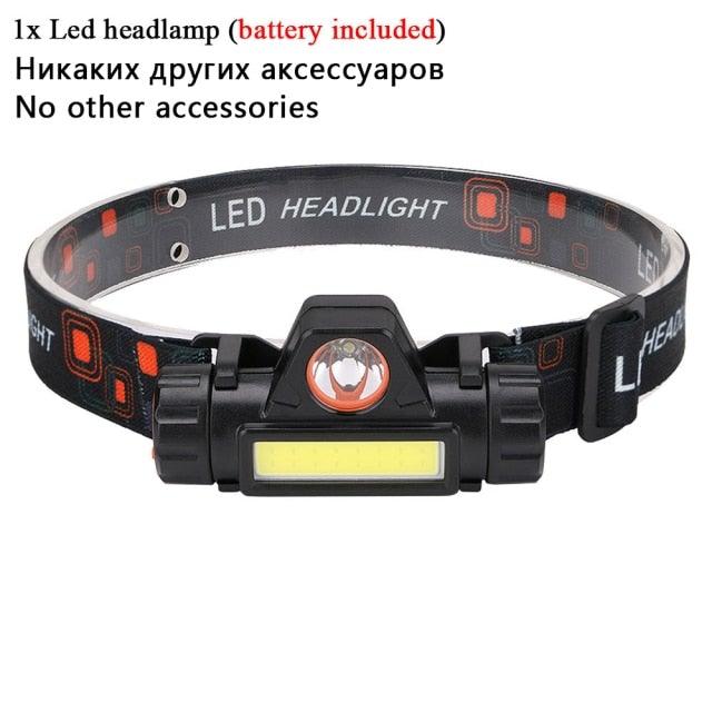 Rechargeable Waterproof Powerful LED Headlamp Portable Mini Built-in 18650 Battery Flashlight For  Portable Head Lamp Flashlight, Outdoor Lightweight Durable Headlight For Outdoor Running Camping Reading Fishing  Walking Jogging Headlight