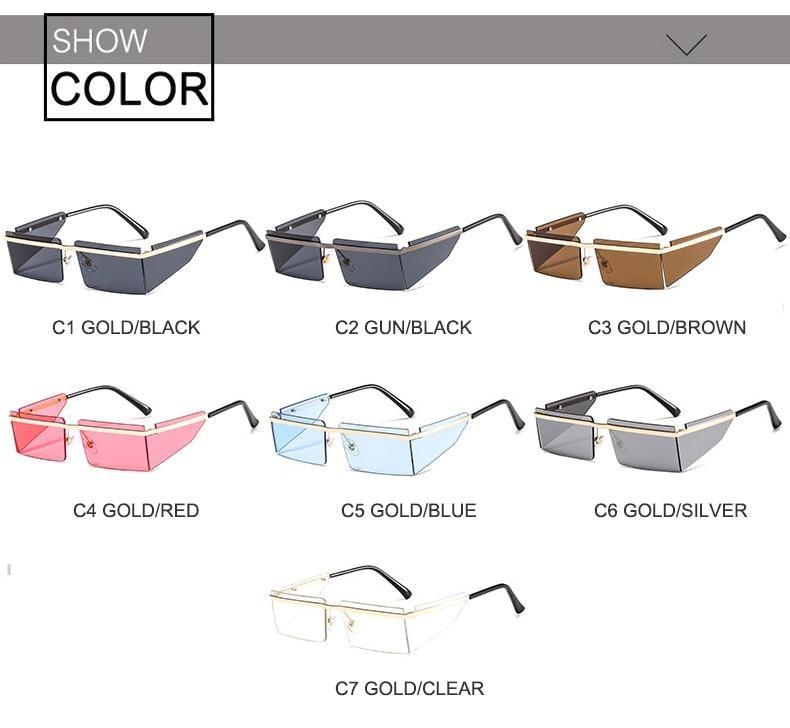 Rectangle Sunglasses Frameless Glasses Classic New Small Rimless Sunglasses For Women New Fashionable Square Sunglasses For Men New Eyewear Retro Rectangle Shape Glasses For Female In New Shades